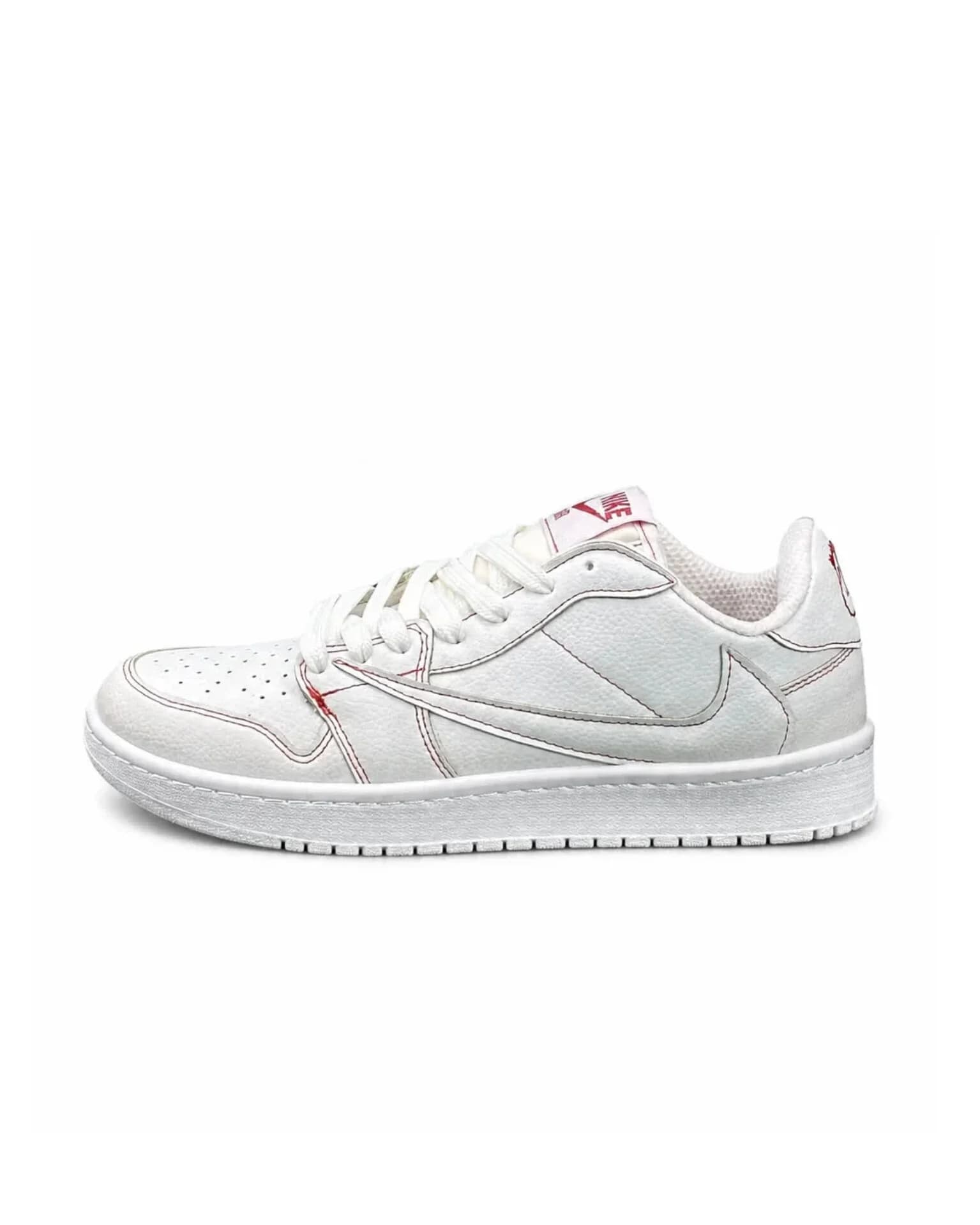 کفش کتانی مردانه مدل نایکی ترویس سفید دوخت قرمز Nike travis