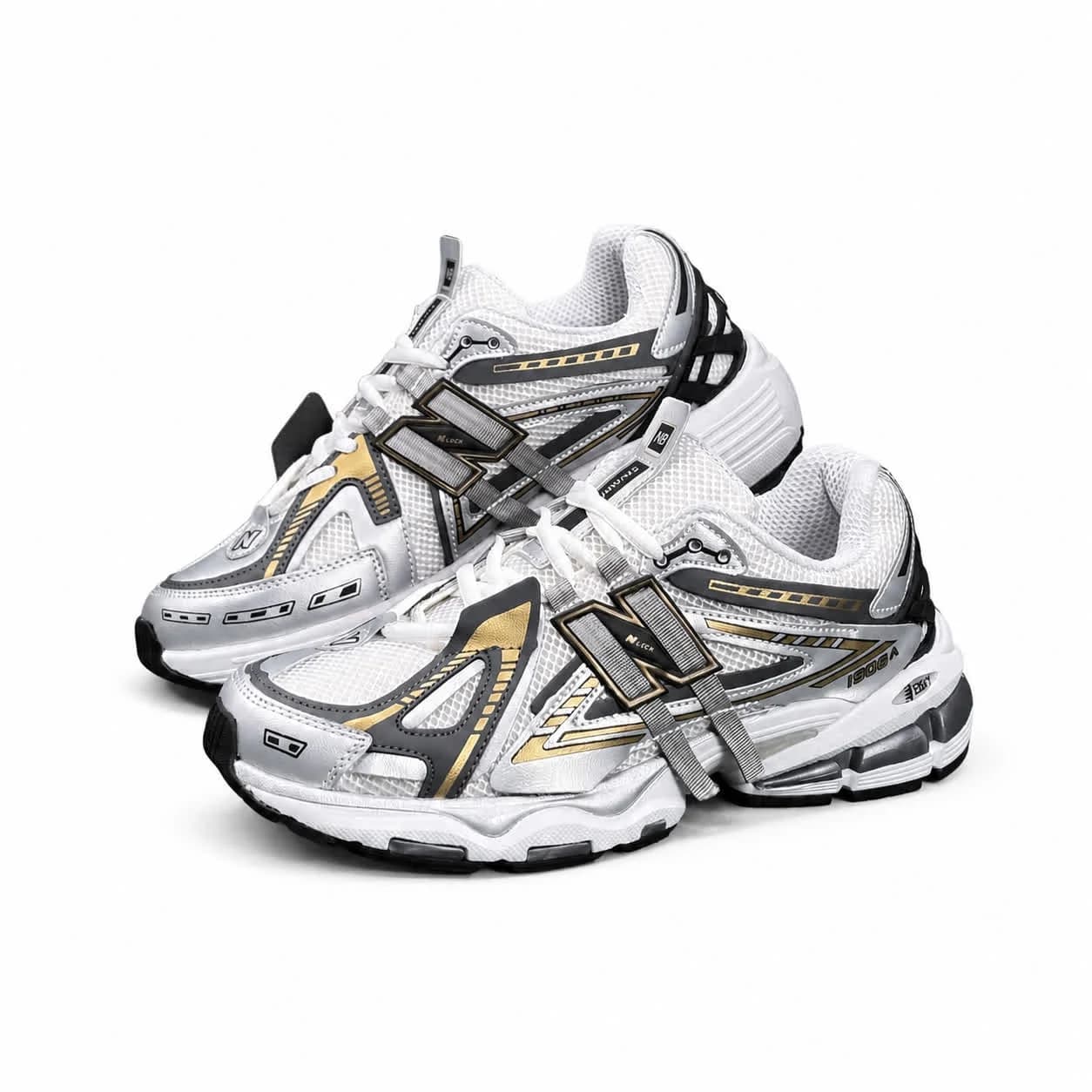 کتونی مردانه نیوبالانس 1906 طوسی مشکی طلایی New BALANCE 1906A — تصویر ۳