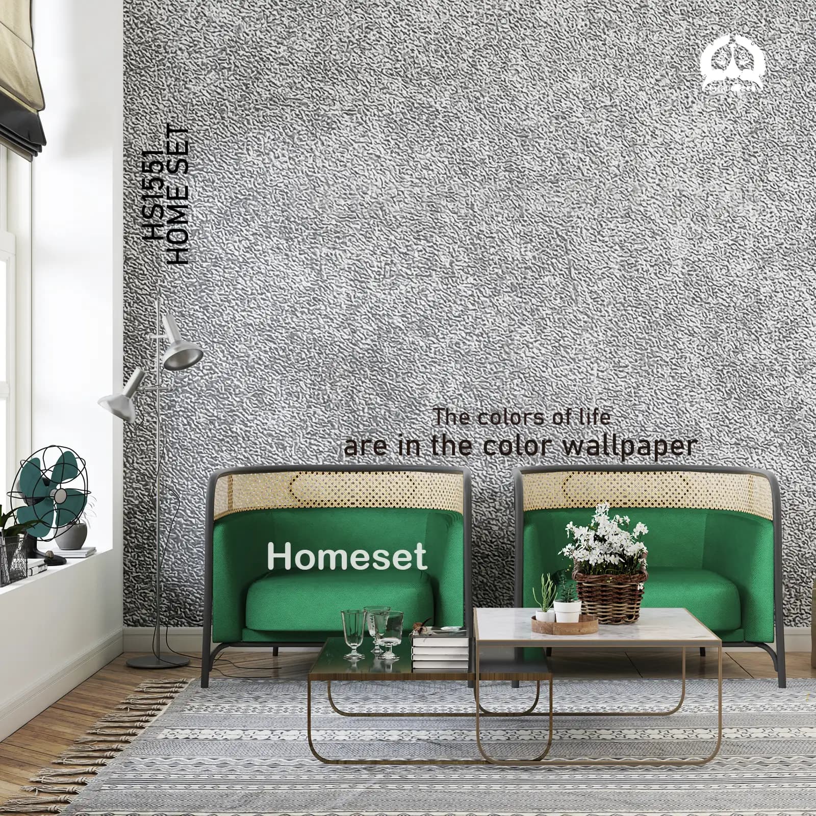 کاغذ دیواری نقره ای شاین دار ابر و باد HS-1551 — تصویر ۴