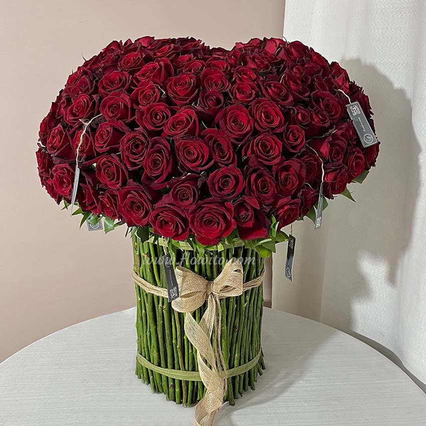 دسته گل قلبی رز هلندی کد 2