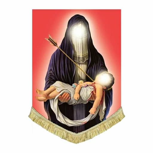 کتیبه مخمل عمودی شهادت حضرت علی اصغر و حضرت رباب(س)