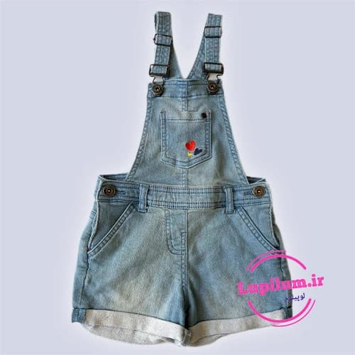 بیلر شلوارکی بچه گانه جین یخی قلب دار