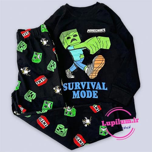 بلوز شلوار نخی مشکی ماینکرفت survival mode
