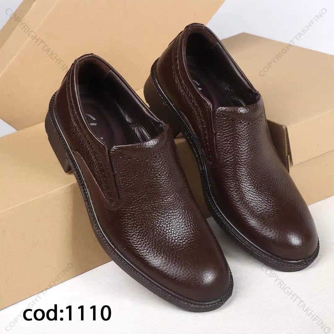 کفش پاشنه دار چرم طبیعی تبریز قهوه ای سوخته – کد 1110