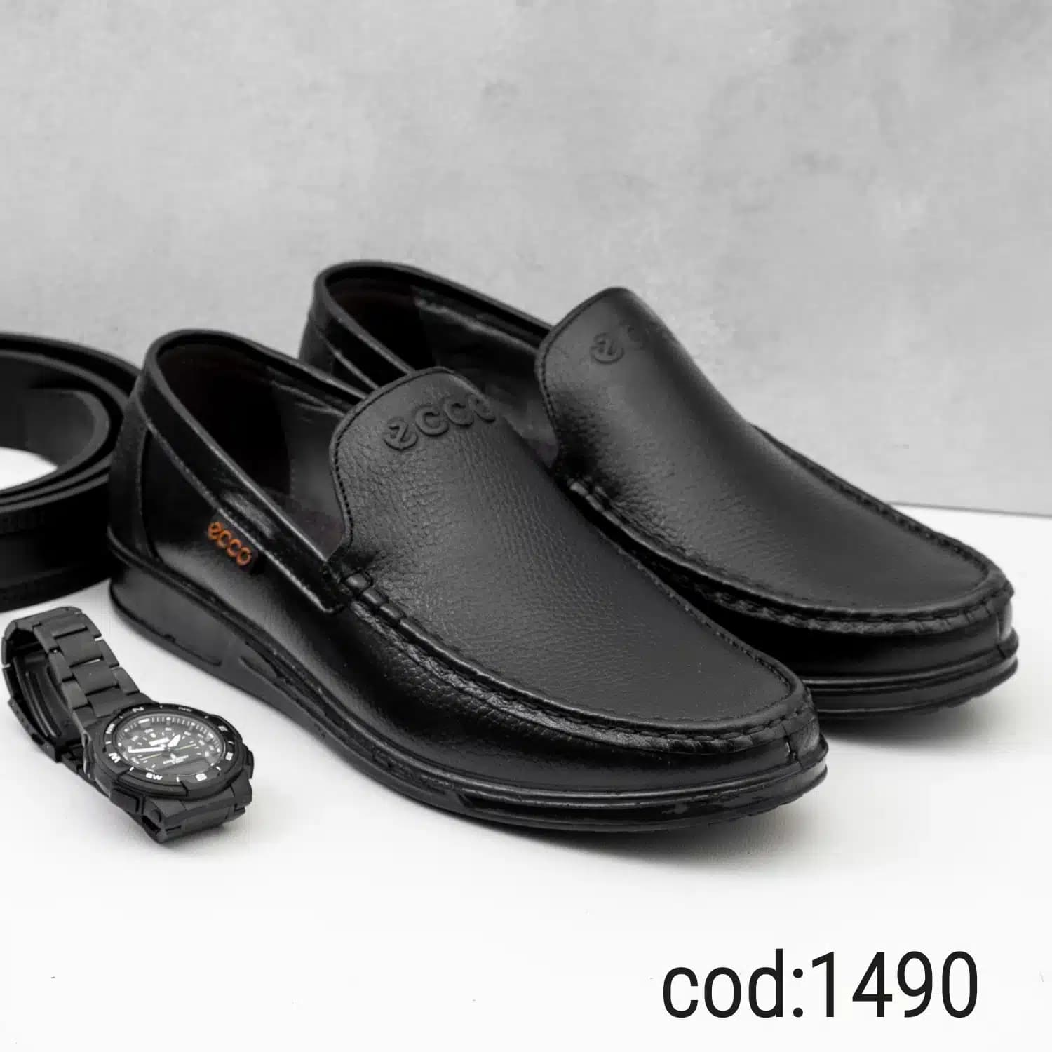 کفش چرم طبیعی تبریز مردانه کالج تمام مشکی – کد ecco 1490