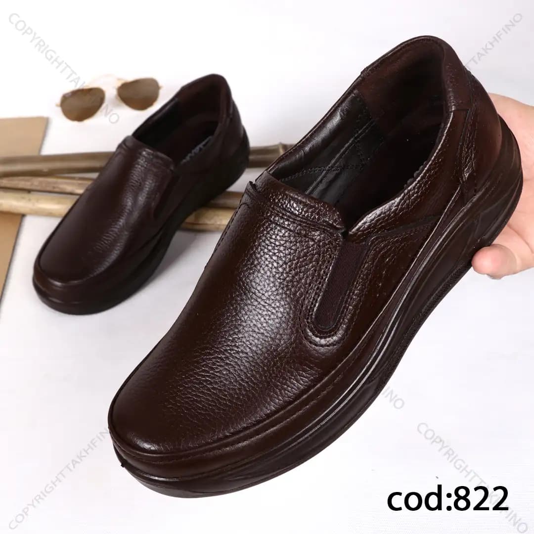 کفش چرم طبیعی تبریز قهوه‌ای کلارک – کد 822