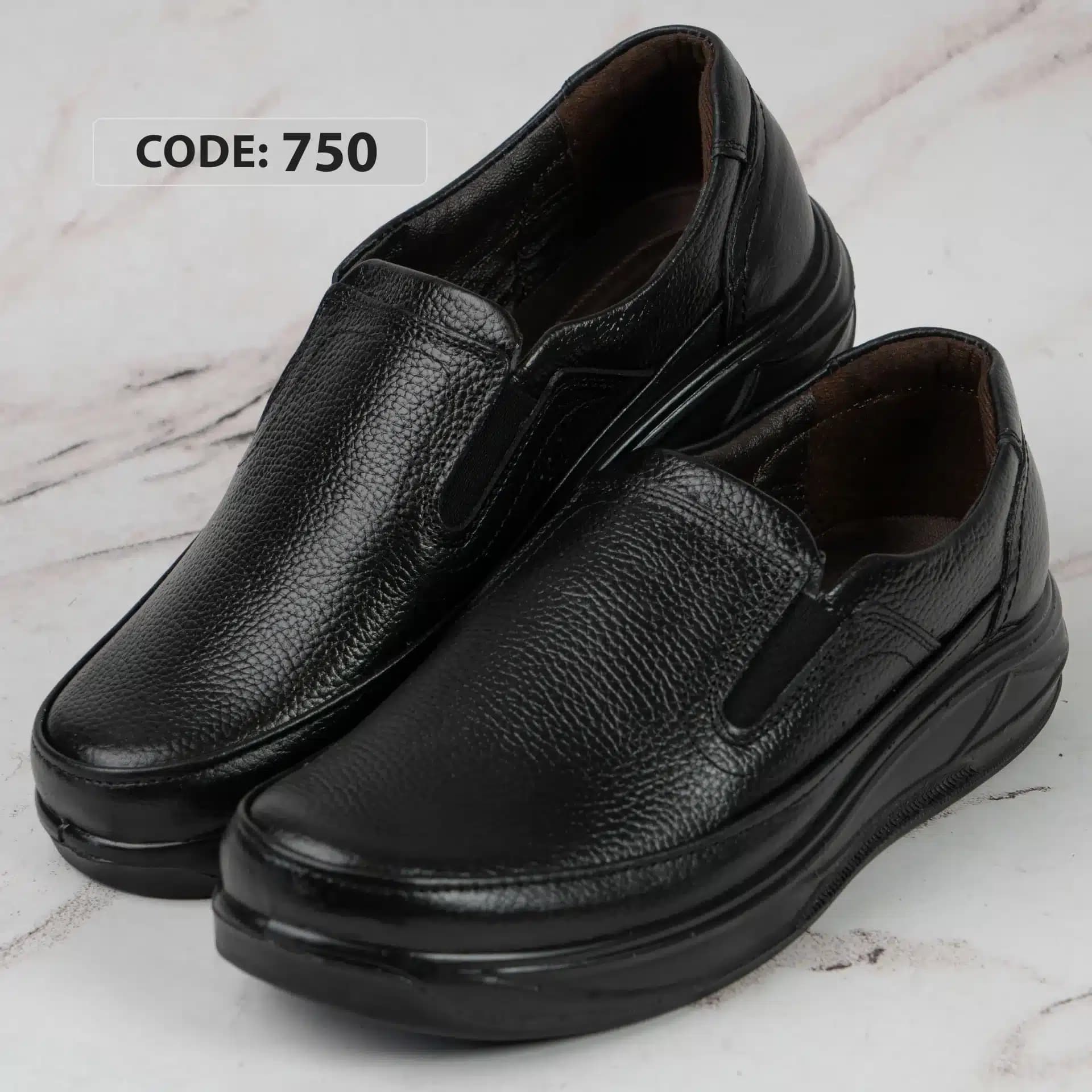 کفش چرم طبیعی تبریز تمام مشکی – کد 750