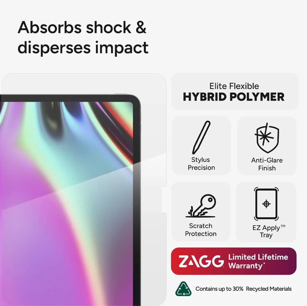 محافظ صفحه نمایش آیپد ۱۰ و ۱۱ زگ مدل Zagg InvisibleShield Fusion Canvas مناسب برای آیپد نسل ۱۱ و ۱۰ — تصویر ۳