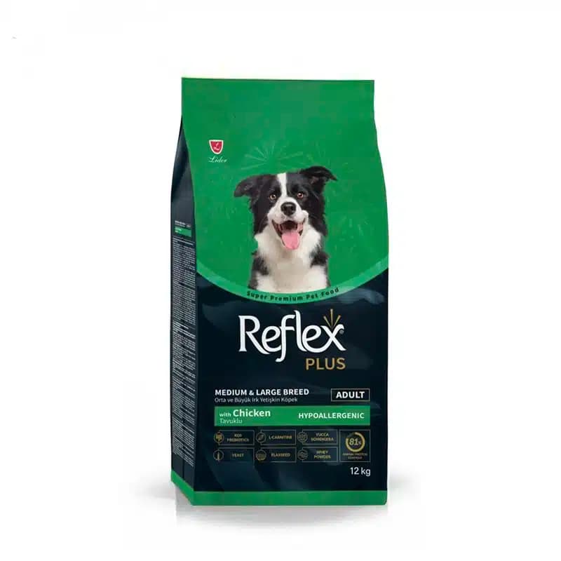 غذای سگ نژاد بزرگ رفلکس سوپرپرمیوم با طعم مرغ Reflex Superpremium Large Breed Chicken وزن 12 کیلوگرم