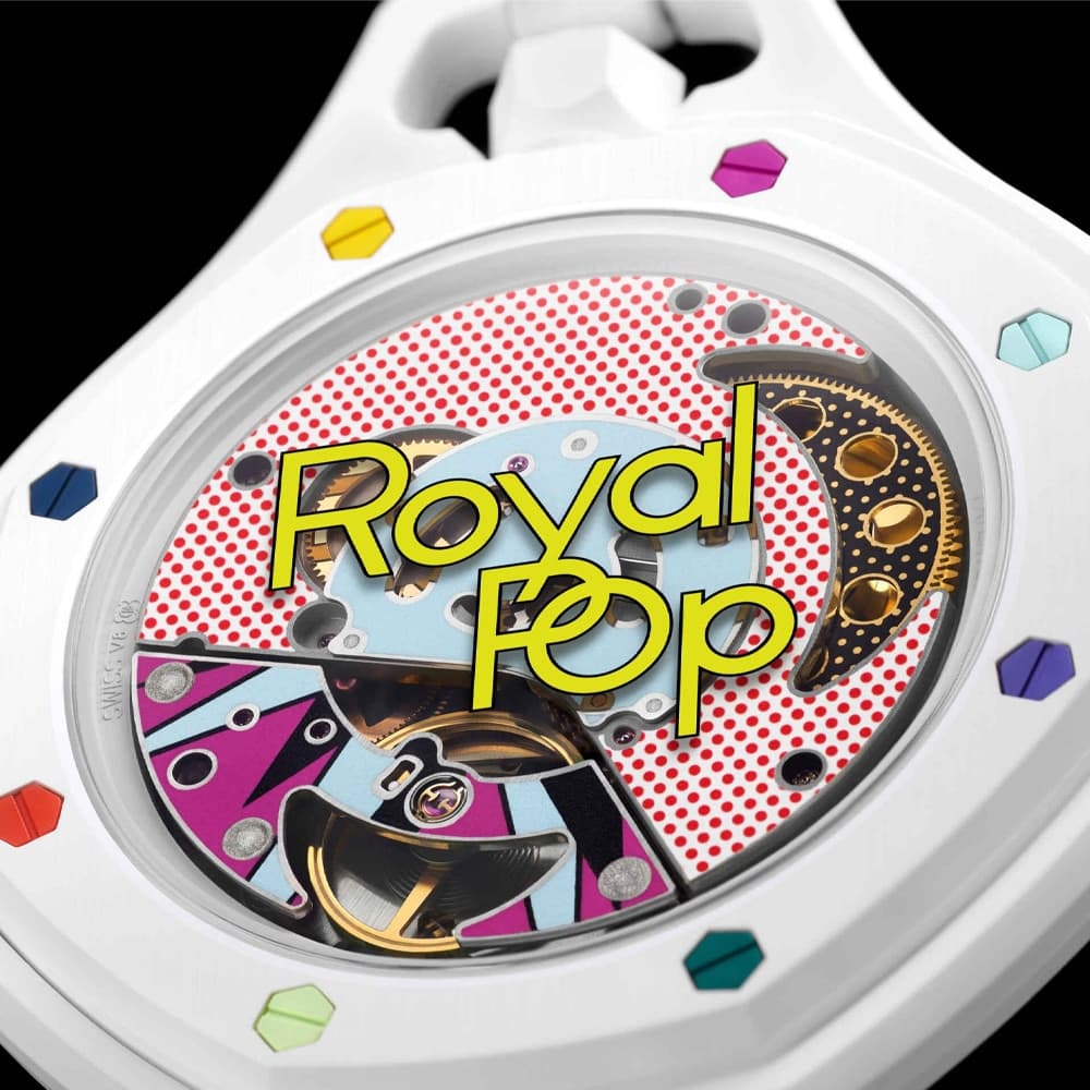 ساعت سواچ x آدومارس پیگه مدل Swatch x Audemars Piguet Royal Pop – HUIT BLANC به همراه بند سیلیکونی — تصویر ۳