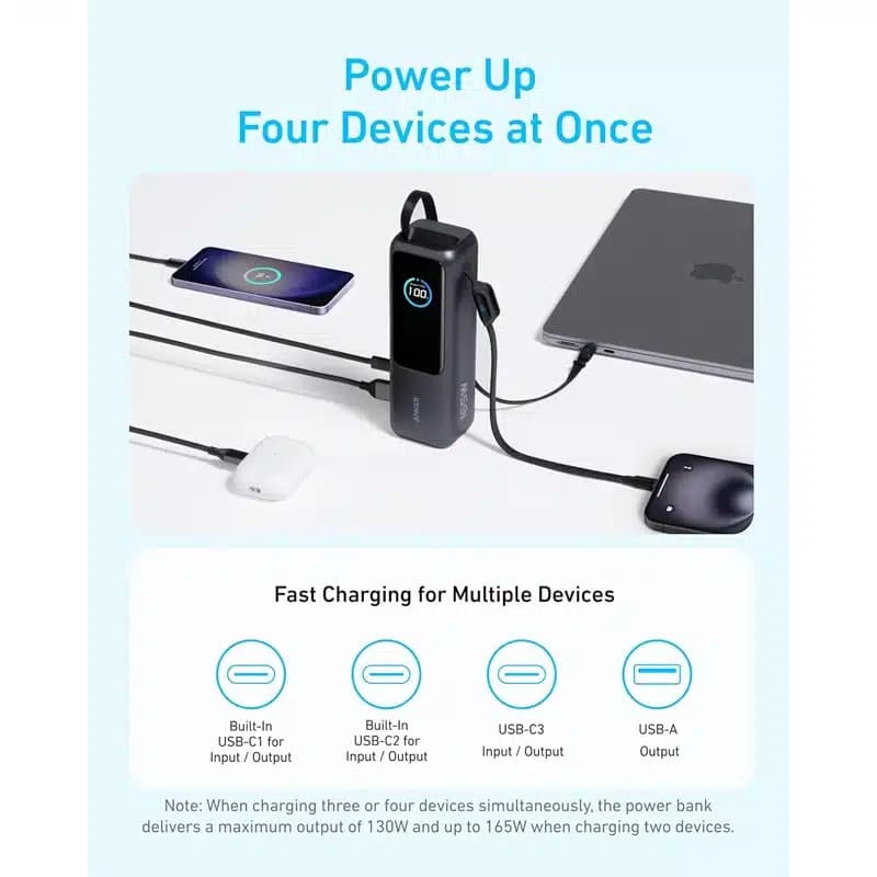 پاور بانک انکر 25000 میلی آمپر 165 وات مدل Anker A1695 Zolo PowerBank 25K رنگ نقره ای — تصویر ۷