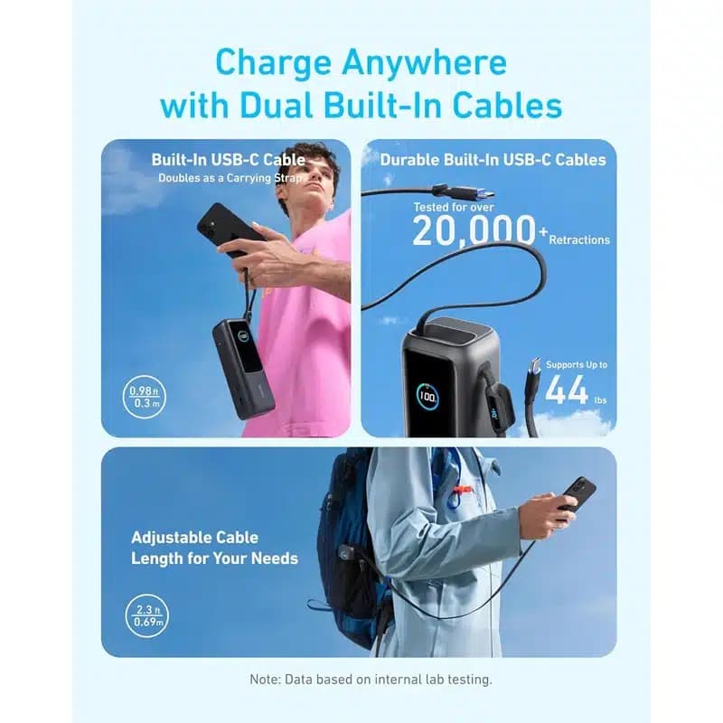 پاور بانک انکر 25000 میلی آمپر 165 وات مدل Anker A1695 Zolo PowerBank 25K رنگ نقره ای — تصویر ۶