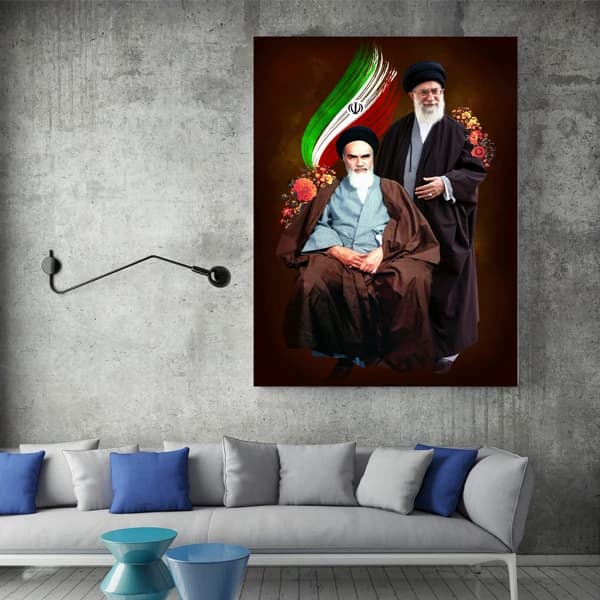 تابلو شاسی طرح تصویر رهبر معظم و امام خمینی مدل TSH712 — تصویر ۲