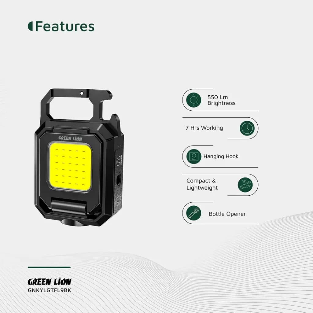 چراغ قوه گرین لاین مدل Keychain Light | طراحی تاشو، 550 لومن، باتری 800mAh — تصویر ۴