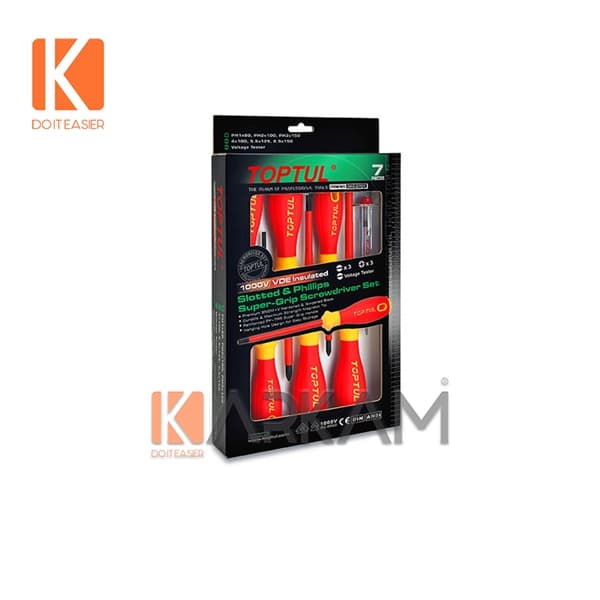 پيچگوشتی ضد برق 7 عددی قرمز-زرد GFE-0701 تاپ تول