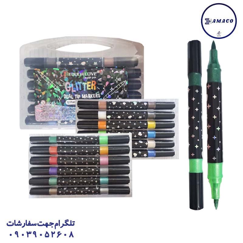 ماژیک 12 رنگ اکلیلی 2 سر 225 — تصویر ۳