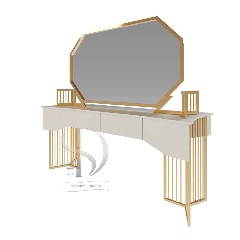 آینه کنسول MDF فلزی ایستاده دورو پروان بزرگ