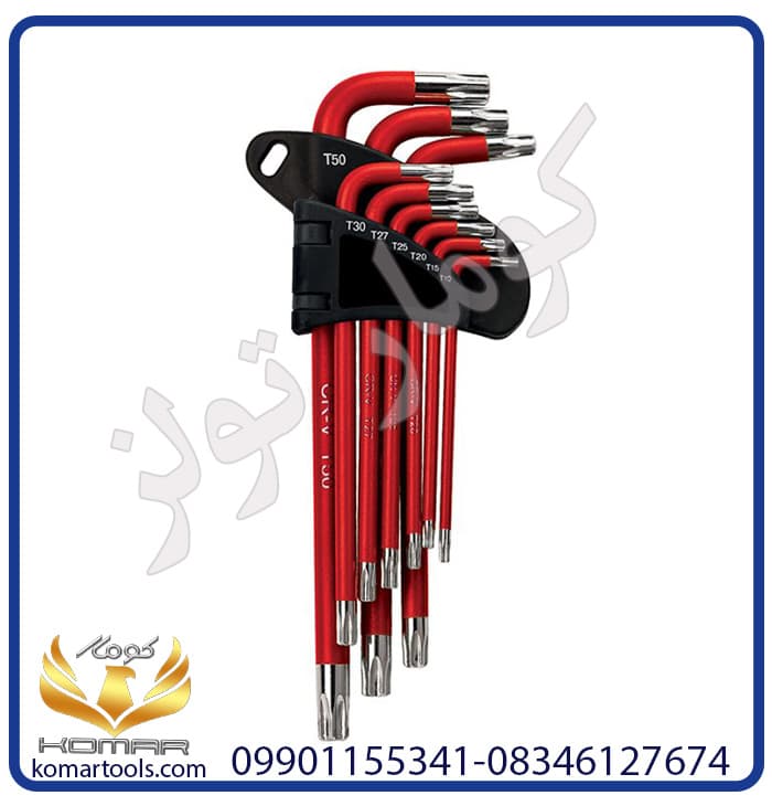 آچار آلن بلند ستاره ای 9 عددی HT-390
