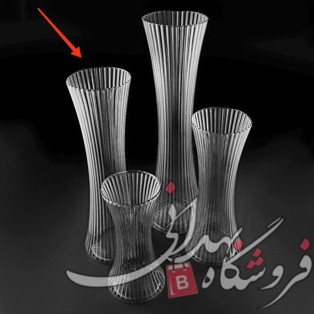 گلدان شیشه ای خطی شیپوری 40 سانت — تصویر ۲