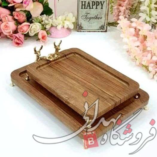 سینی چوبی فانتزی طرح گوزن سایز 2