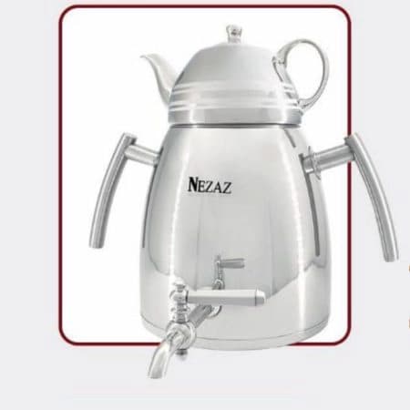 کتری قوری نزاز NEZAZ سایه 6 لیتری دسته استیل قوری کروم کف چدن کد 4024 — تصویر ۳
