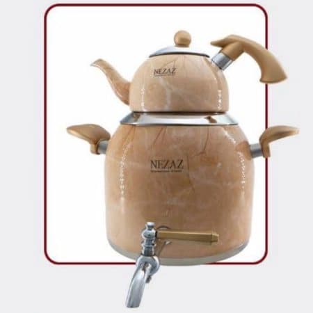 کتری قوری نزاز NEZAZ طرح سنگ رنگی 5 لیتری قوری چینی کف چدن کد 3023 — تصویر ۳