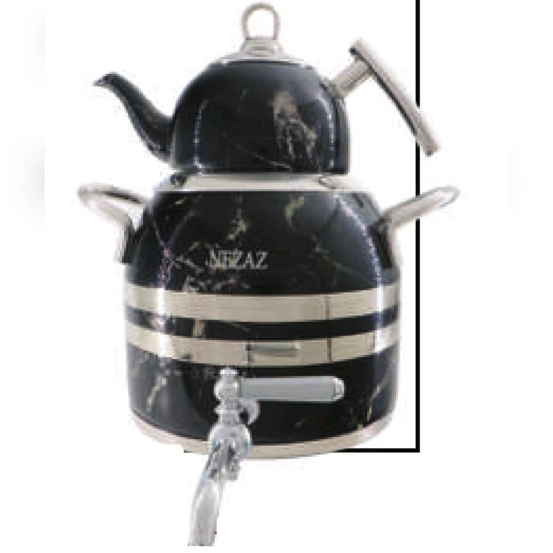 کتری قوری نزاز NEZAZ طرح ترک 5 لیتری سنگی قوری استیل کف چدن کد 2609 — تصویر ۲