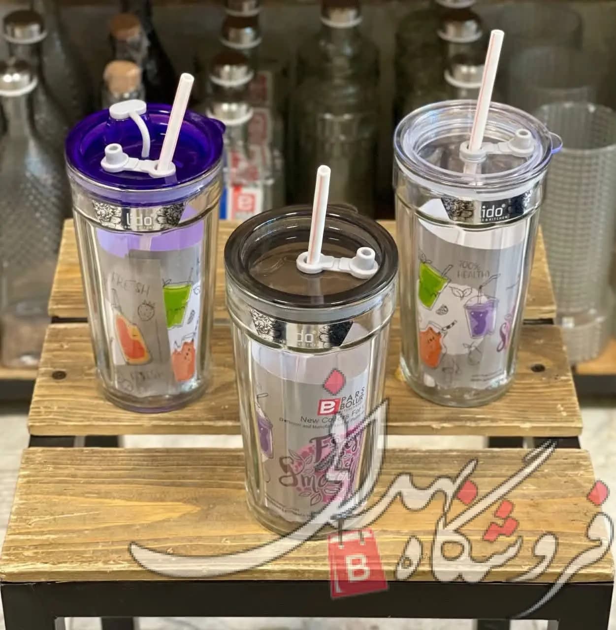 لیوان اسموتی شیشه ای ساده