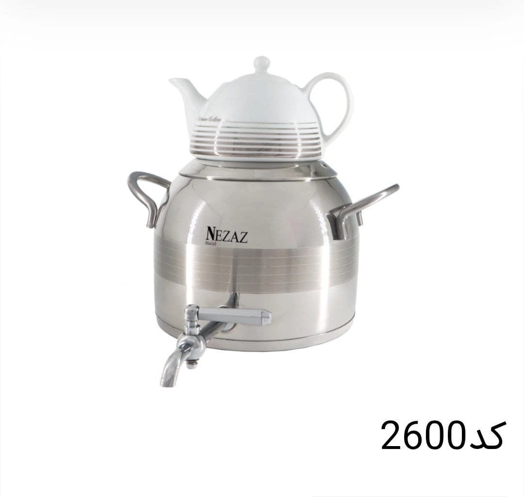 کتری قوری نزاز NEZAZ طرح ترک 5 لیتری خطی کف چدن کد 2600 — تصویر ۲