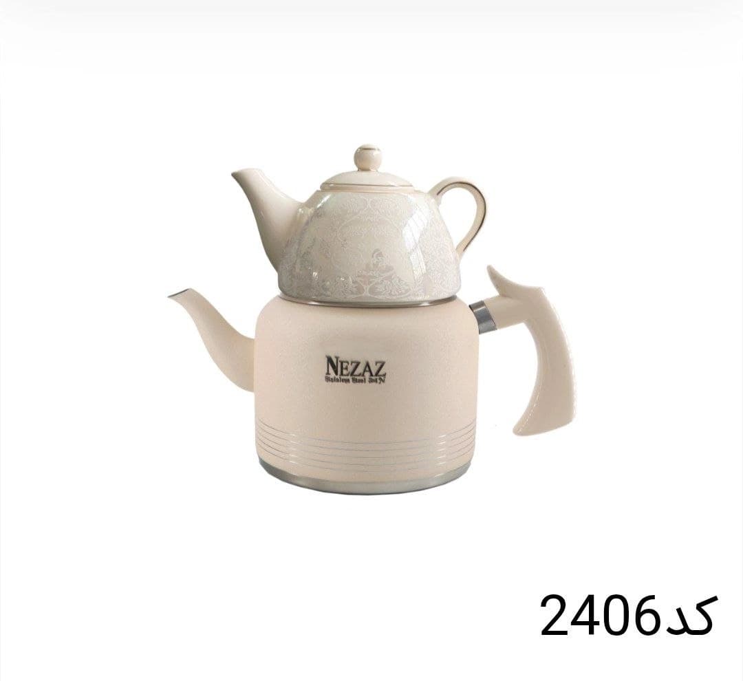 کتری قوری نزاز NEZAZ رنگی 2.5 لیتری کف چدن کد 2406