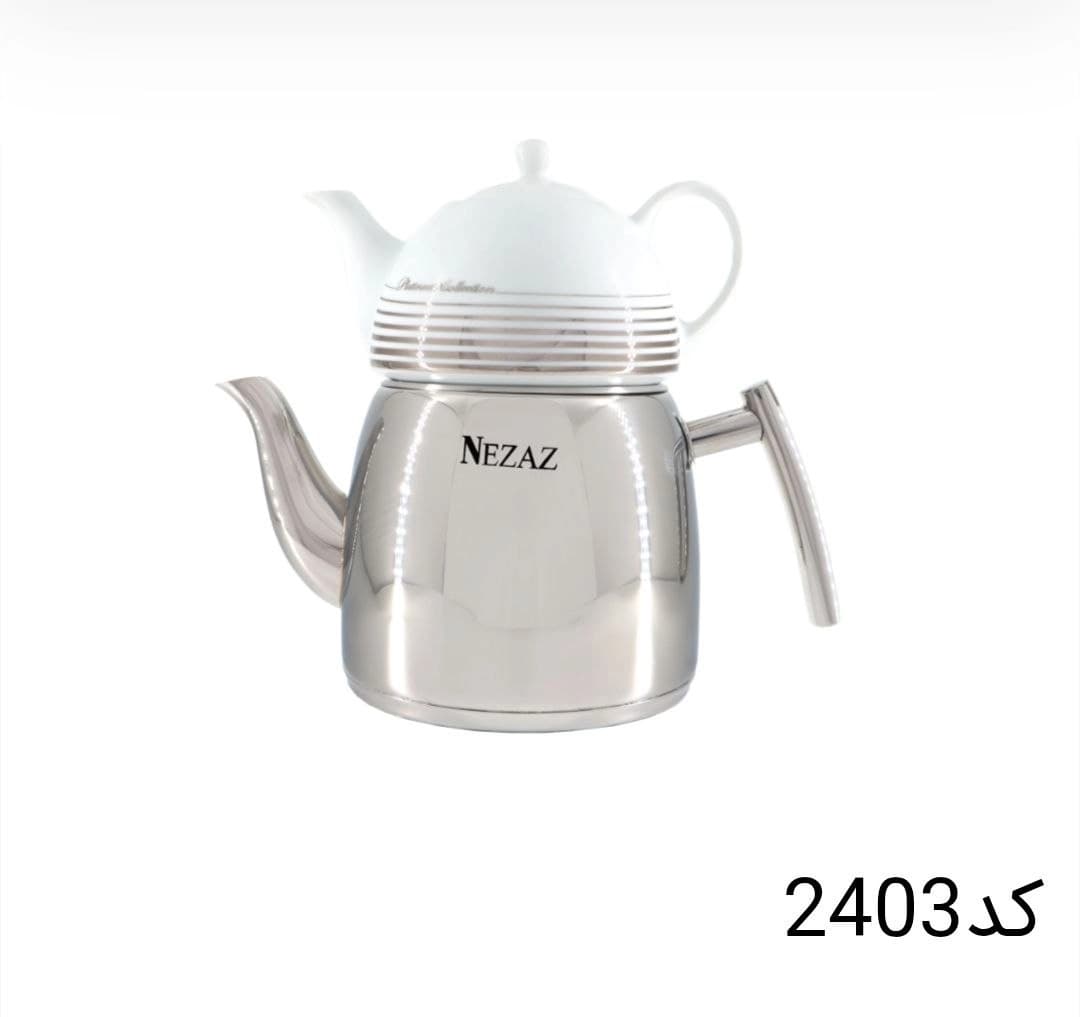 کتری قوری نزاز NEZAZ لوله دار 3 لیتری هرمی کف چدن کد 2403