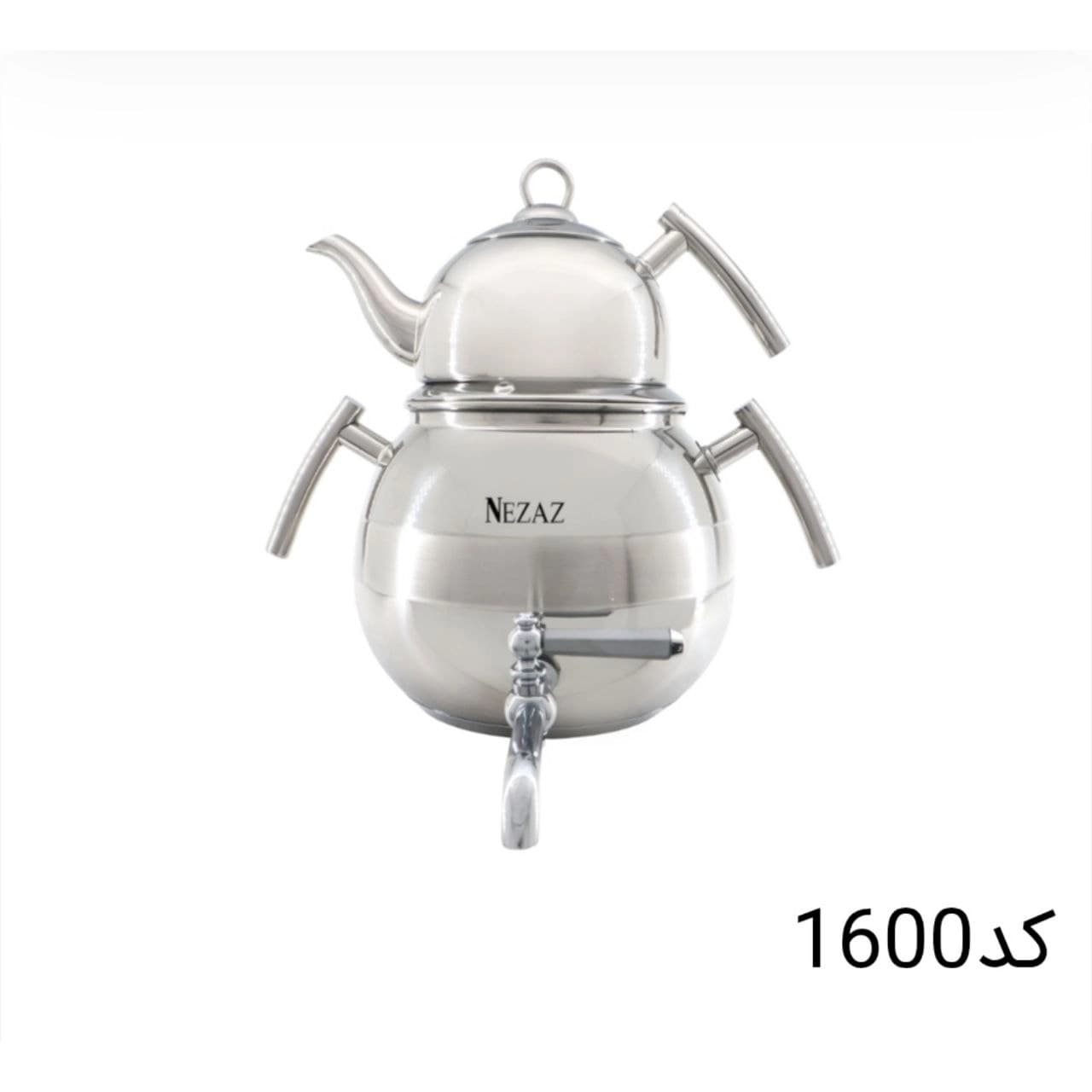 کتری قوری نزاز NEZAZ خمره ای 4.5 لیتری قوری استیل کف چدن کد 1600 — تصویر ۲