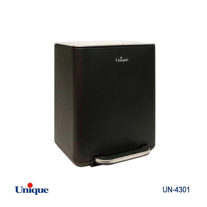 سطل زباله چهار گوش 20 لیتر یونیک Unique مشکی درب آرام بند کد UN-4301