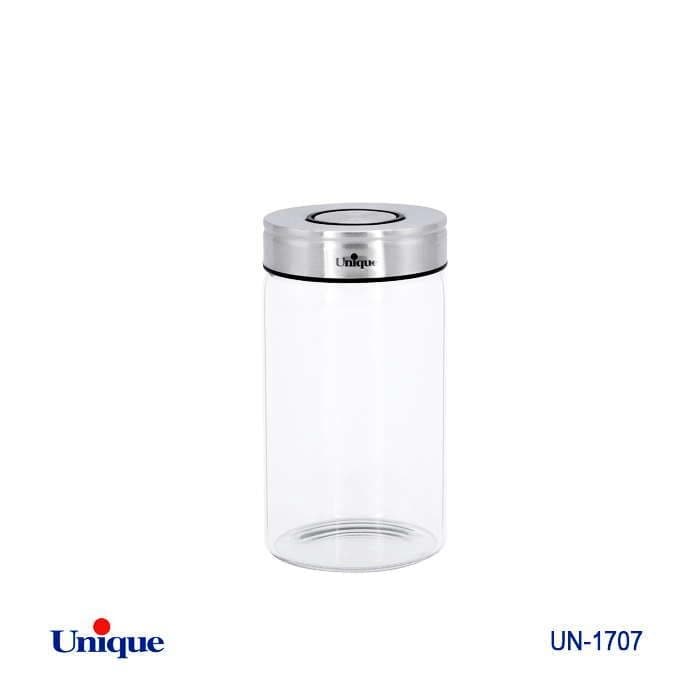 بانکه شیشه ای یونیک Unique درب استیل 10 سانت کد UN-1707