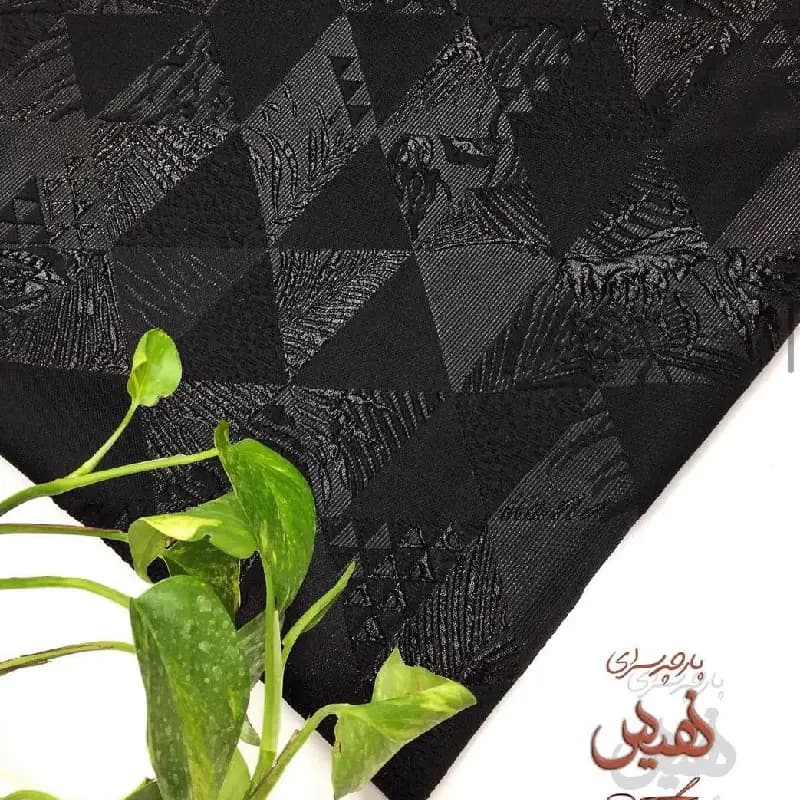 پارچه ژاکارد ترک مشکی طرح لوزی