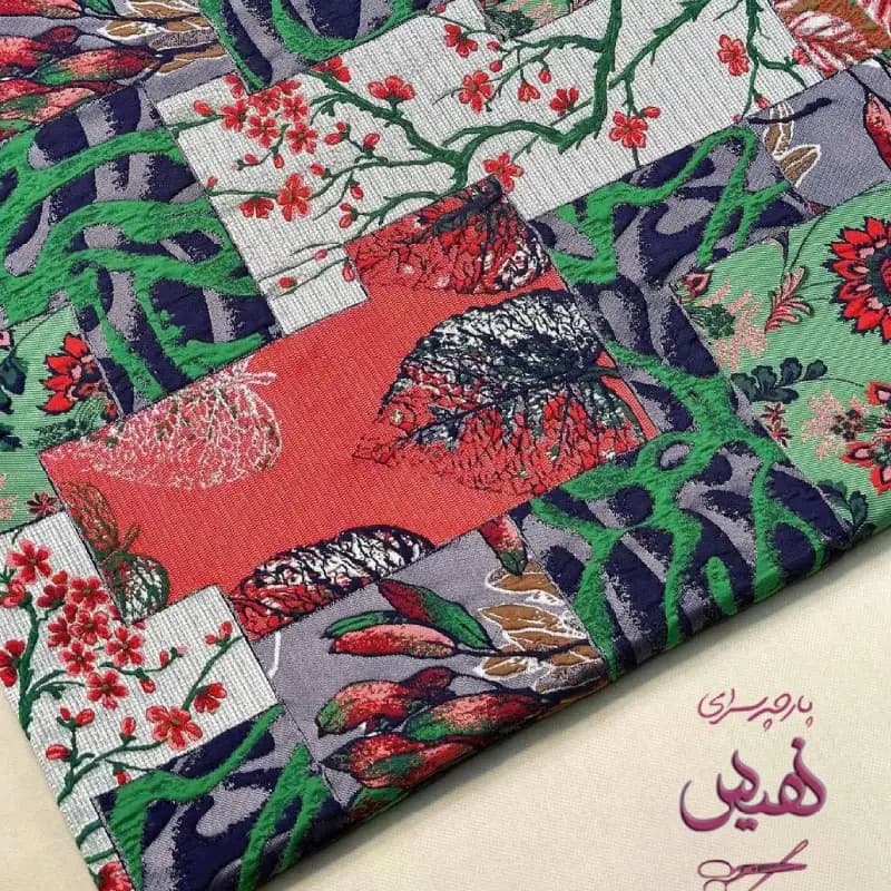 پارچه ژاکارد چهل تیکه ترک رنگ سبز