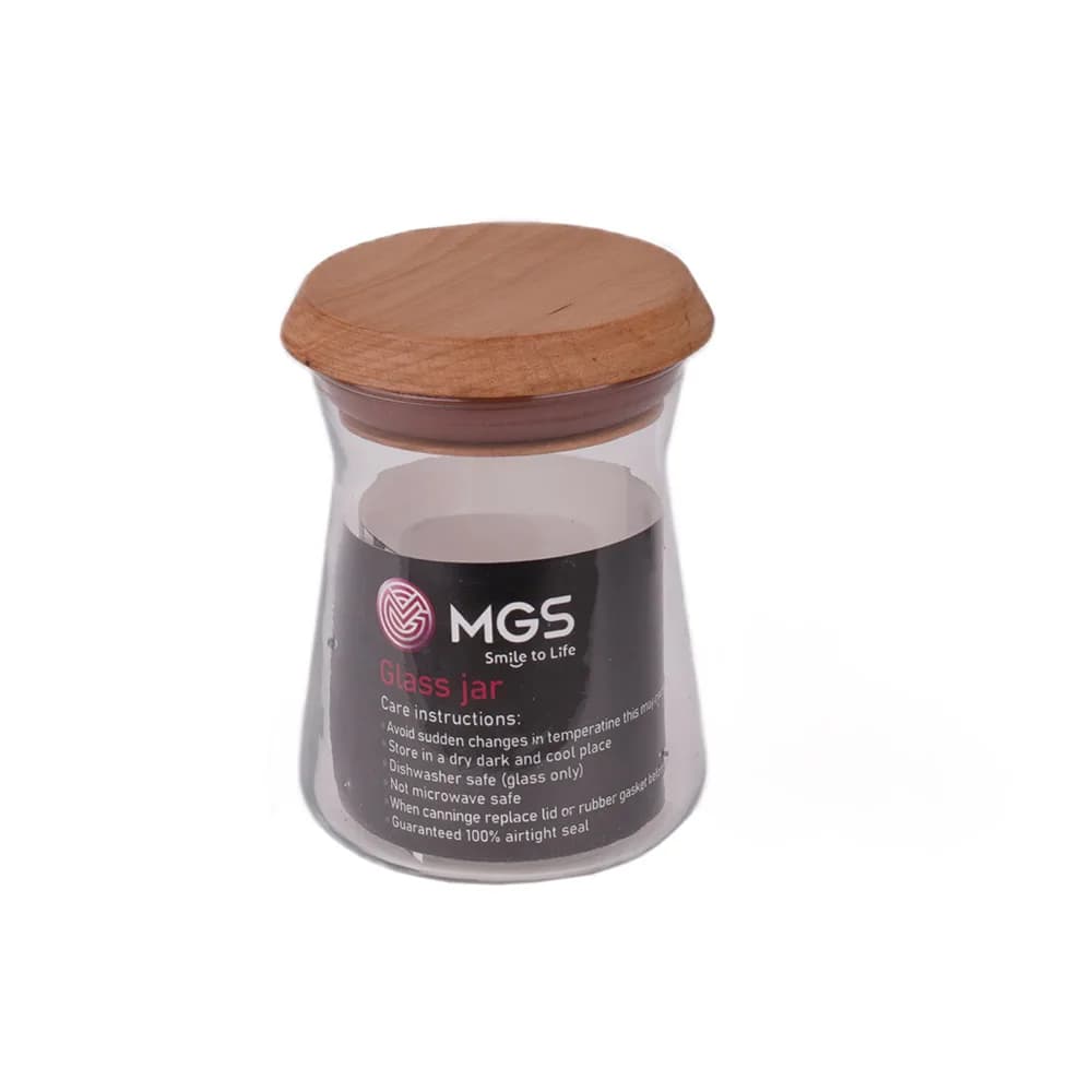 جا حبوباتی شیشه ای با درب چوبی 120CC برند MGS — تصویر ۲