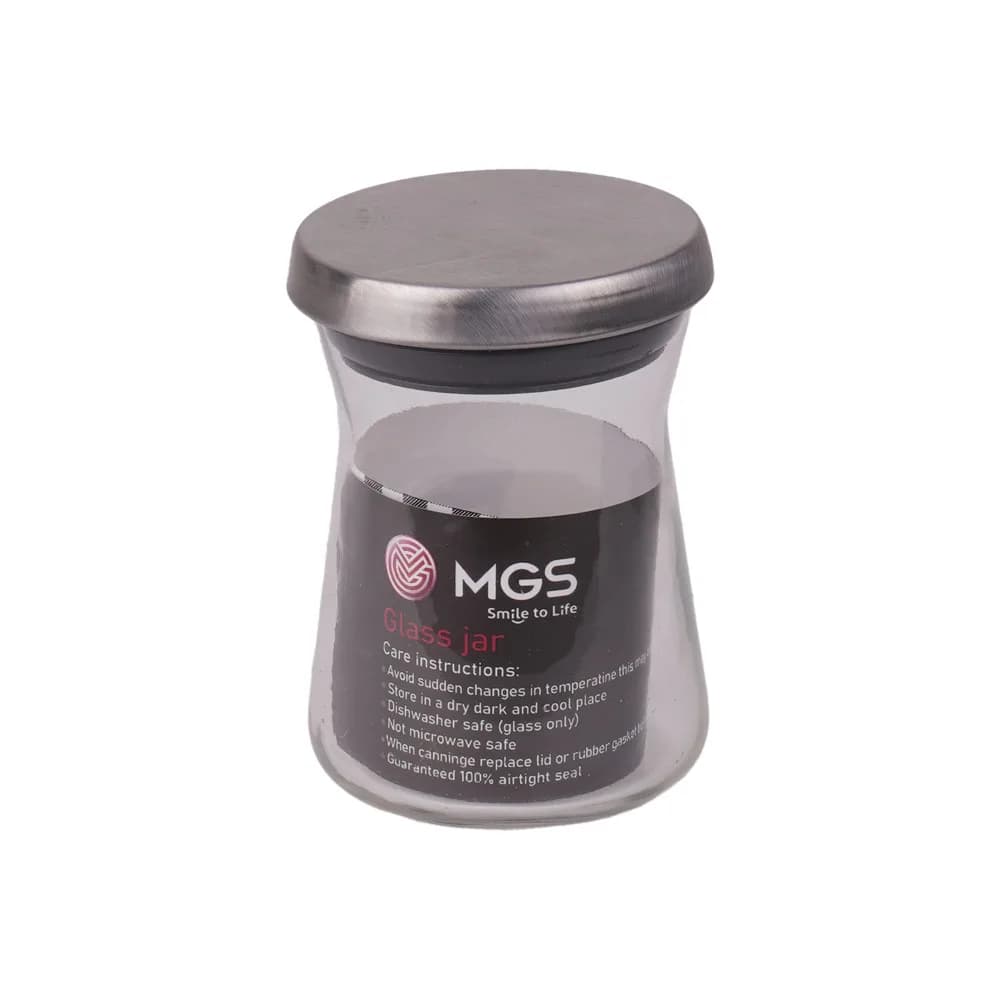 جا حبوباتی شیشه ای با درب استیل200CC برند MGS — تصویر ۲
