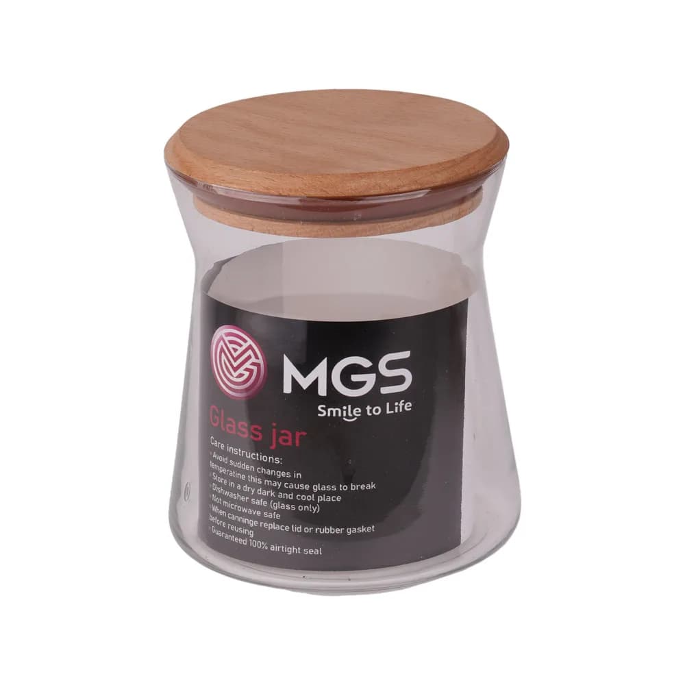 جا حبوباتی شیشه ای با درب چوبی 300CC برند MGS — تصویر ۳