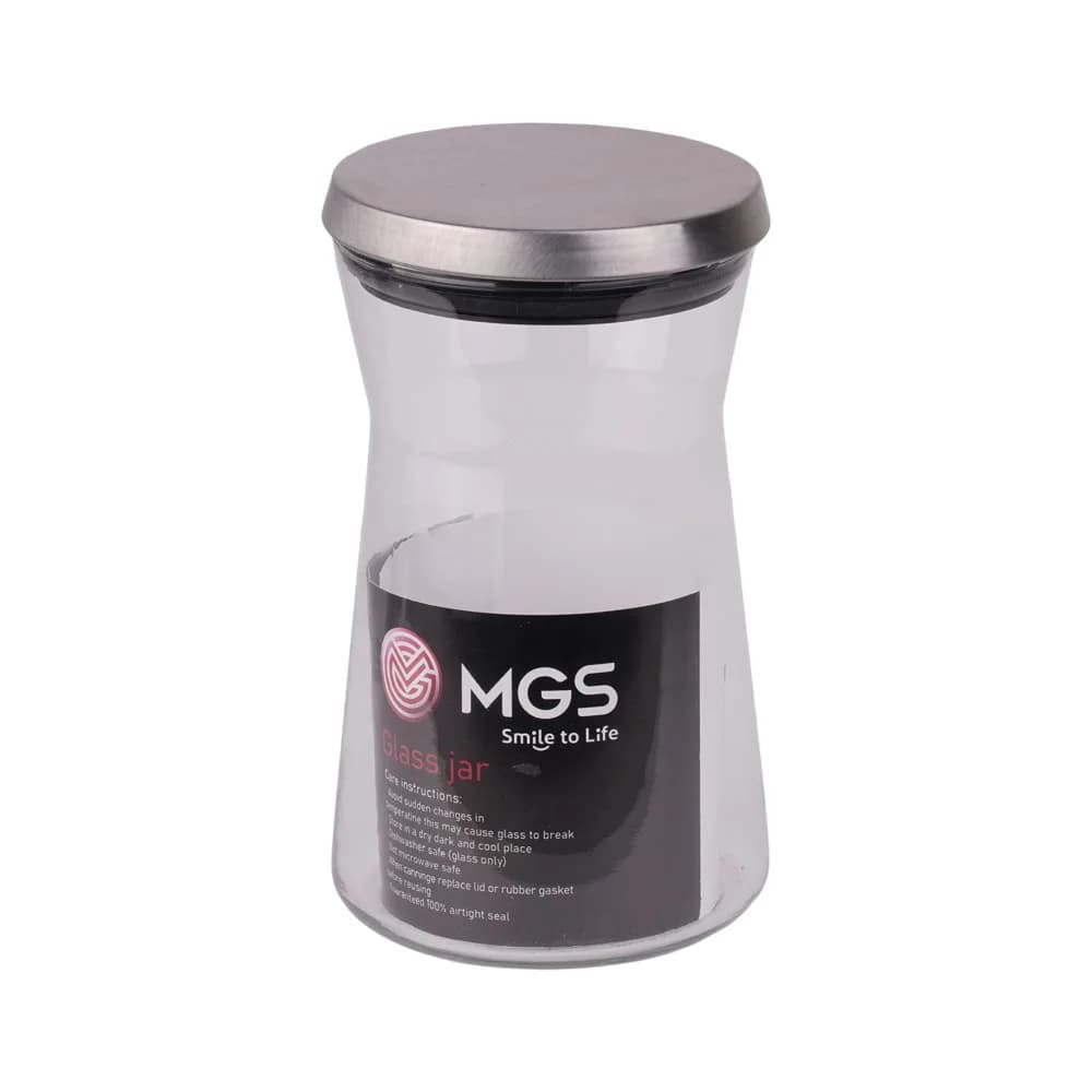 جا حبوباتی شیشه ای با درب استیل 900 CC برند MGS
