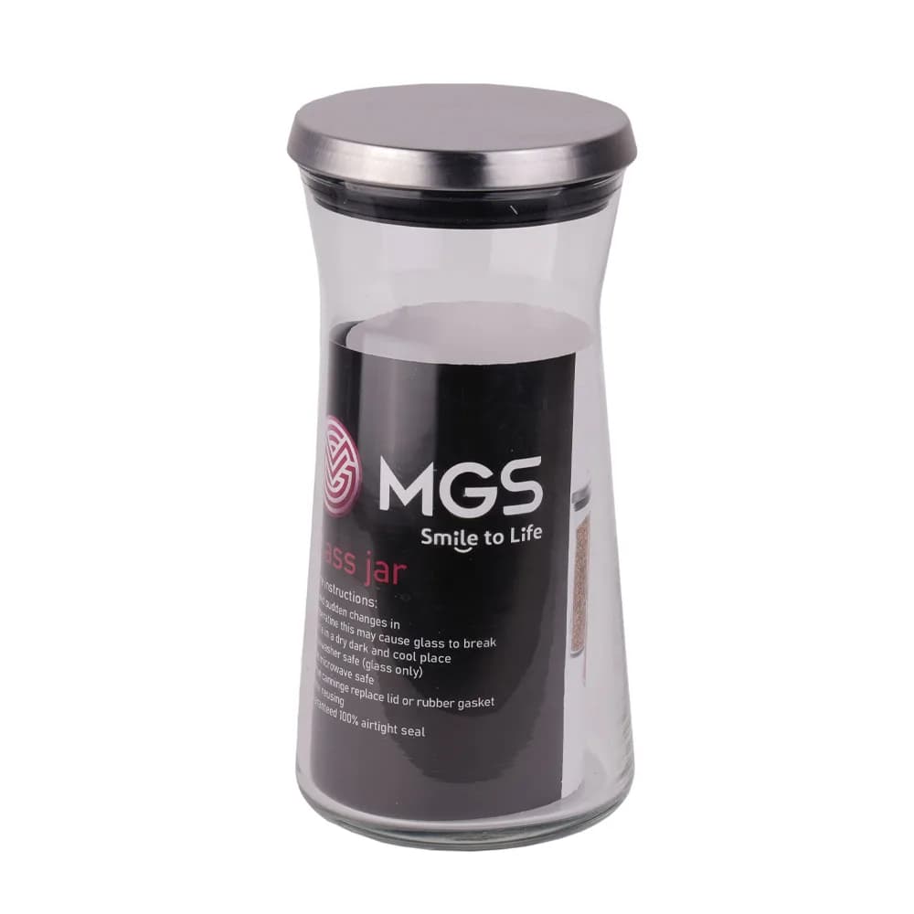 جا حبوباتی شیشه ای با درب استیل 1200CC برند MGS
