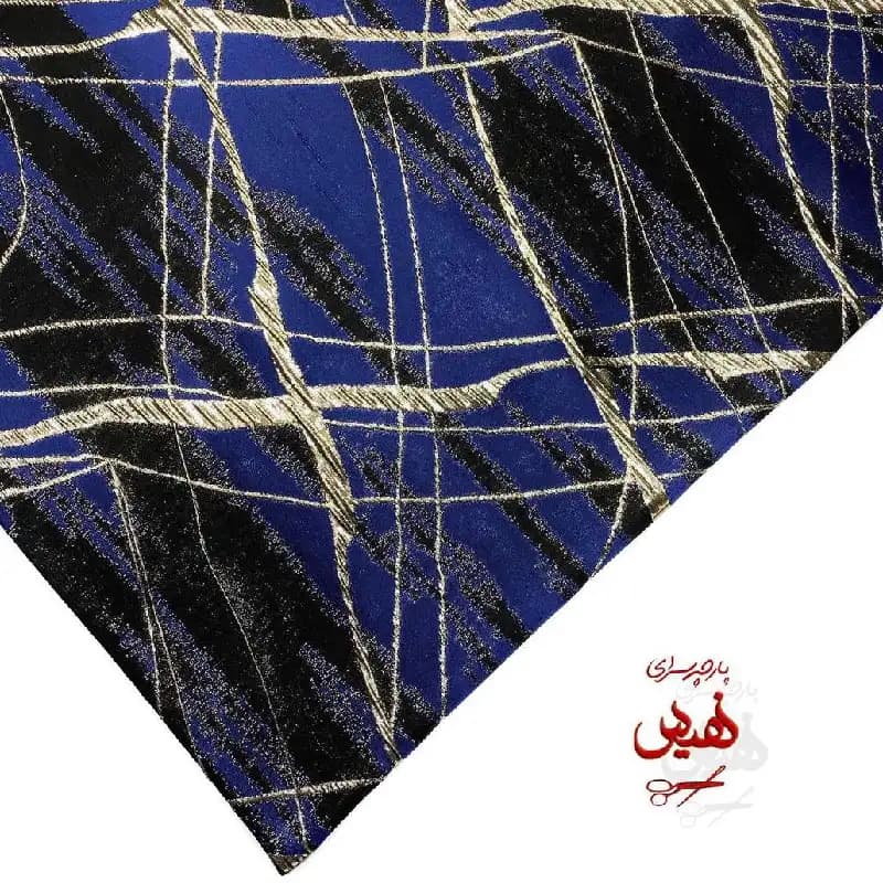 پارچه ژاکارد مانتویی رنگ ابی کاربنی جذاب