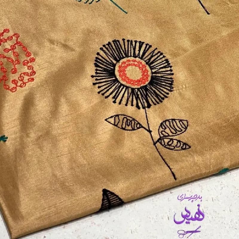 تافته سوزندوزی رنگ کرم طرح گل