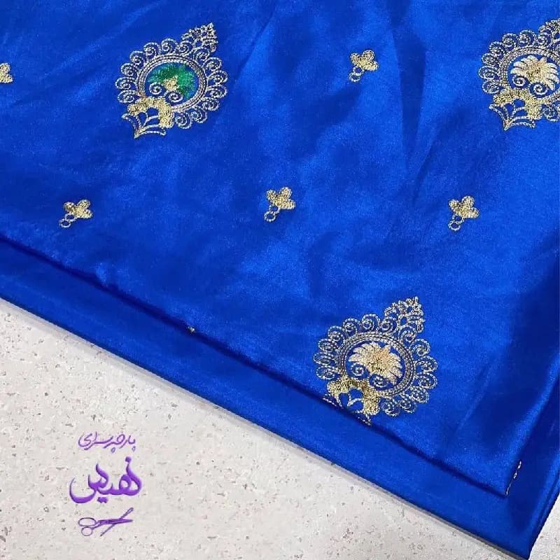 تافته سوزندوزی رنگ ابی کاربنی