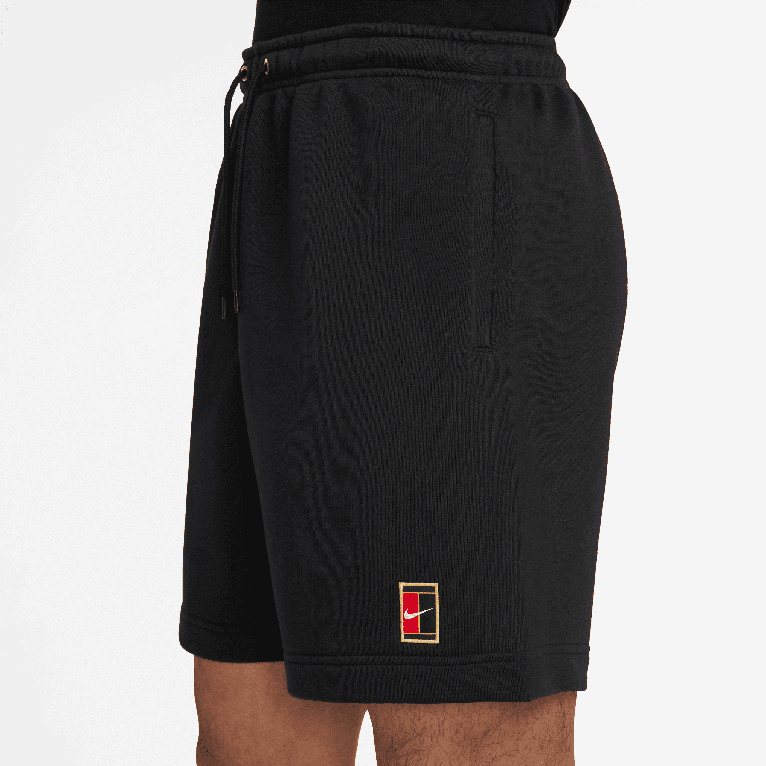 شلوارک تنیس مردانه نایک NikeCourt Heritage Dri-FIT Fleece – مشکی — تصویر ۳