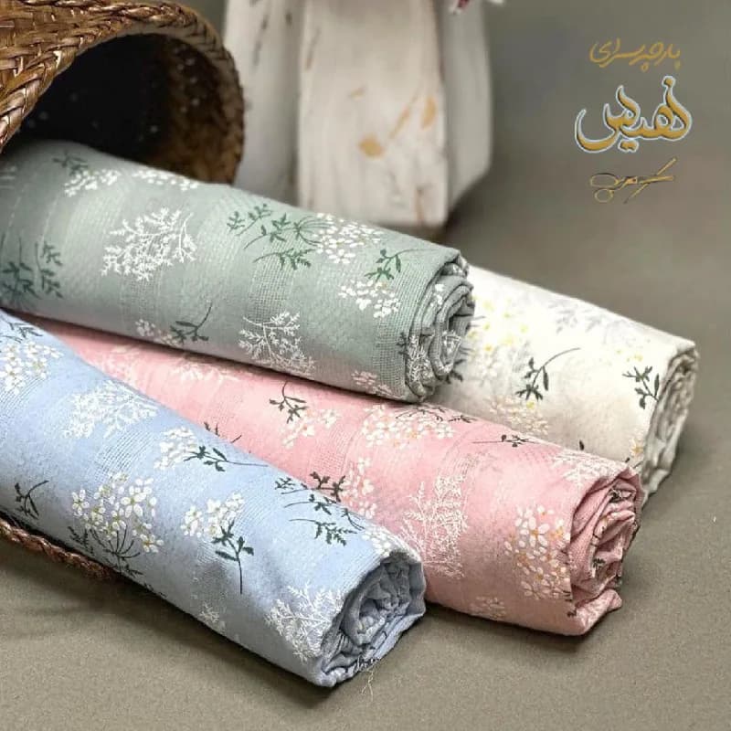 پارچه لینن ژاکارد گل گچی در 5 رنگ