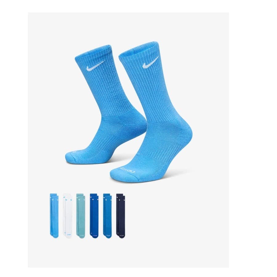 جوراب تنیس نایک Nike Everyday Plus Cushioned Crew 6-pack – پک شش تایی – چندرنگ