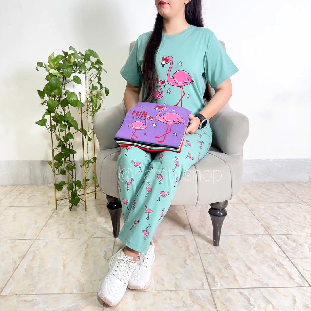 ست تیشرت شلوار زنانه فلامینگو