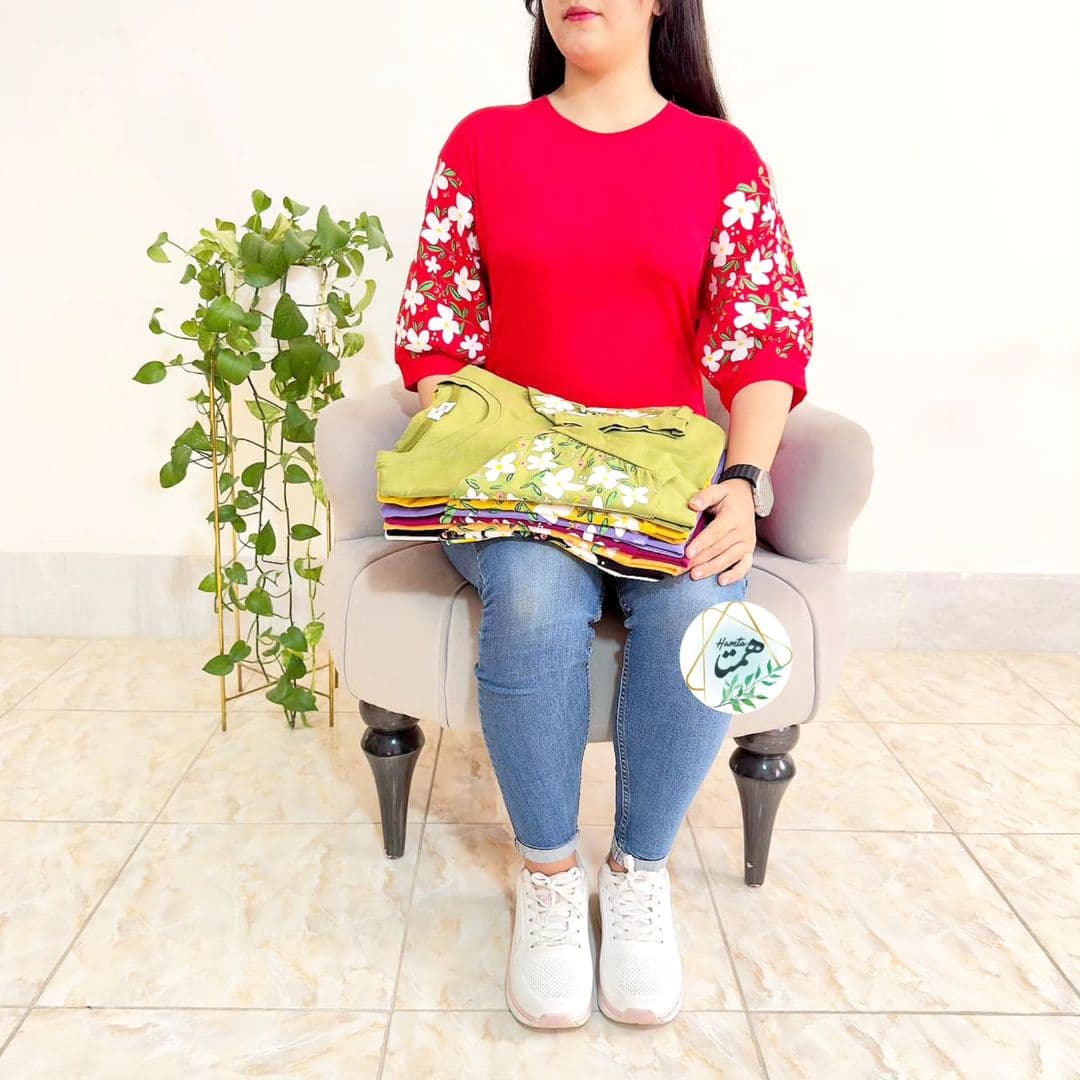 تیشرت آستین چاپی ارکیده