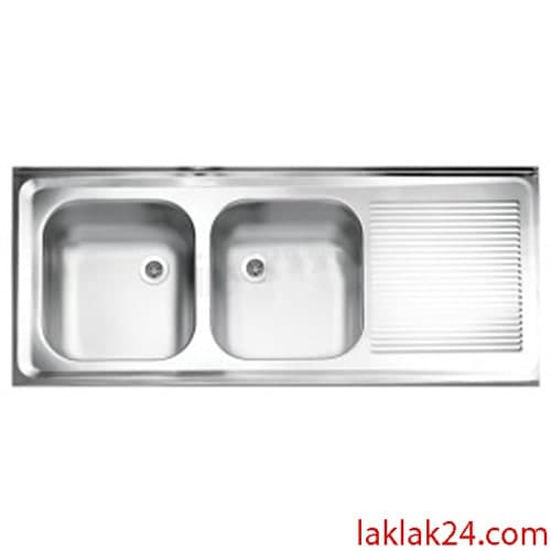 سینک استیل البرز معمولی دو لگن 60*120 سمت چپ